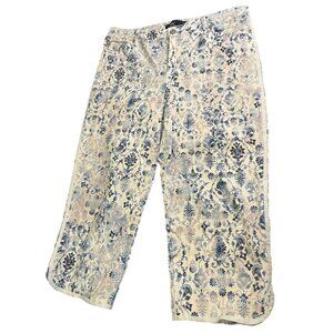 Bandolino Mandie Capri Jeans Size 12 Pink Blue Floral White Womens Teens